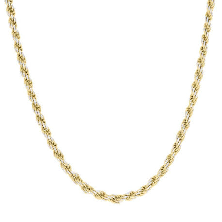 925 Sterling Silver Solid Rope Chain Two Tone 080 4mm