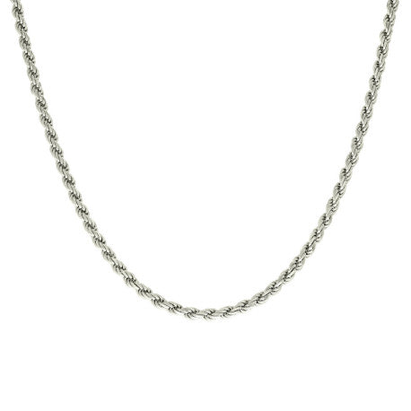 925 Sterling Silver Solid Rope Chain Silver 080 4mm