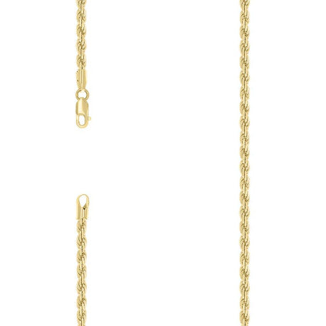925 Sterling Silver Solid Rope Chain Yellow 080 4mm