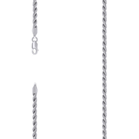 925 Sterling Silver Solid Rope Chain Rhodium 080 4mm