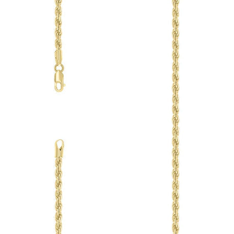 925 Sterling Silver Solid Rope Chain Yellow 080 4mm