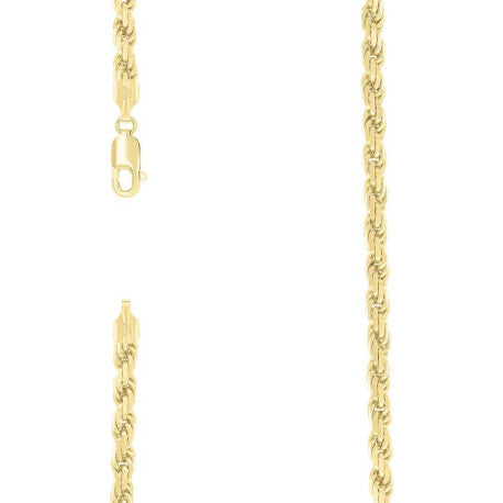 925 Sterling Silver Solid Rope Chain Yellow 120 5mm