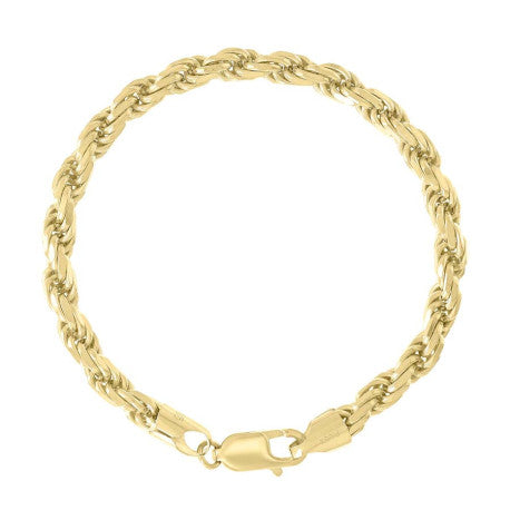 925 Sterling Silver Solid Rope Chain Yellow 120 5mm