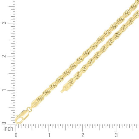 925 Sterling Silver Solid Rope Chain Yellow 120 5mm