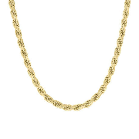 925 Sterling Silver Solid Rope Chain Yellow 120 5mm