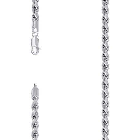925 Sterling Silver Solid Rope Chain Rhodium 120 5mm