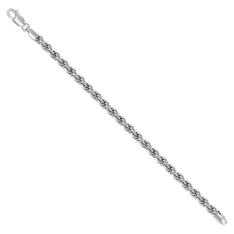 925 Sterling Silver Solid Rope Chain Rhodium 120 5mm