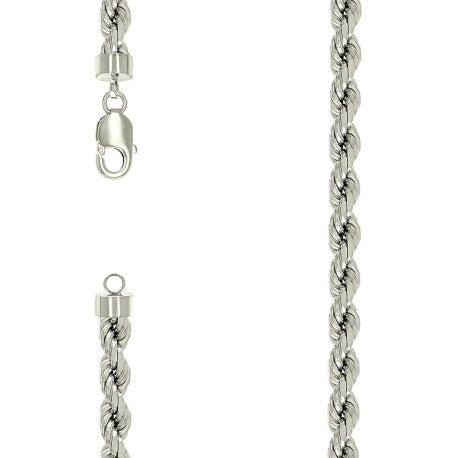 925 Sterling Silver Solid Rope Chain Silver 170 7.5mm