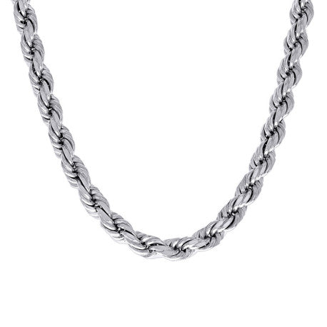 925 Sterling Silver Solid Rope Chain Rhodium 170 7.5mm