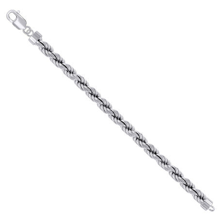 925 Sterling Silver Solid Rope Chain Rhodium 170 7.5mm
