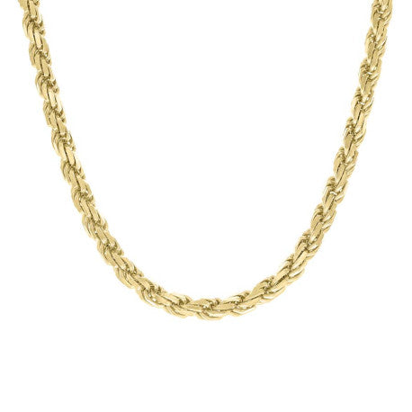 925 Sterling Silver Solid Rope Chain Yellow 150 7mm