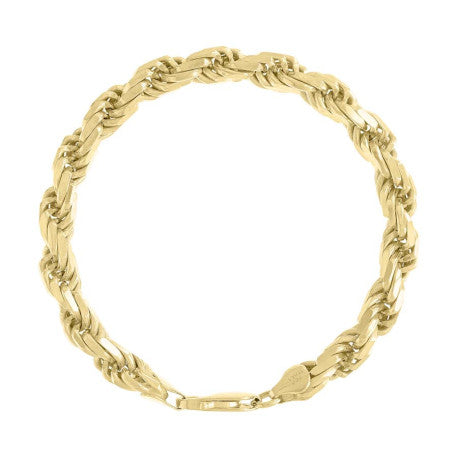 925 Sterling Silver Solid Rope Chain Yellow 150 7mm