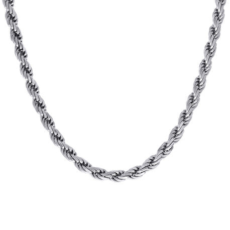 925 Sterling Silver Solid Rope Chain Rhodium 150 7mm