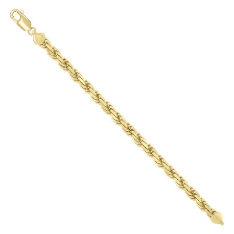 925 Sterling Silver Solid Rope Chain Yellow 150 7mm
