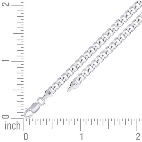 925 Sterling Silver Solid Super Flat Cuban Chain Rhodium 100 3.7mm