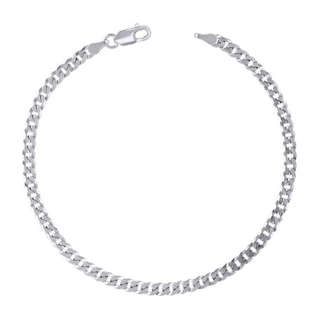 925 Sterling Silver Solid Super Flat Cuban Chain Rhodium 080 3mm