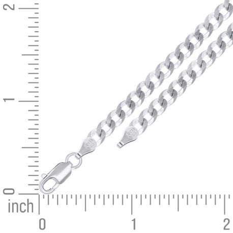 925 Sterling Silver Solid Super Flat Cuban Chain Rhodium 120 4.7mm