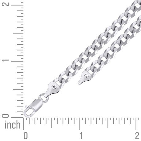 925 Sterling Silver Solid Super Flat Cuban Chain Rhodium 150 5.2mm