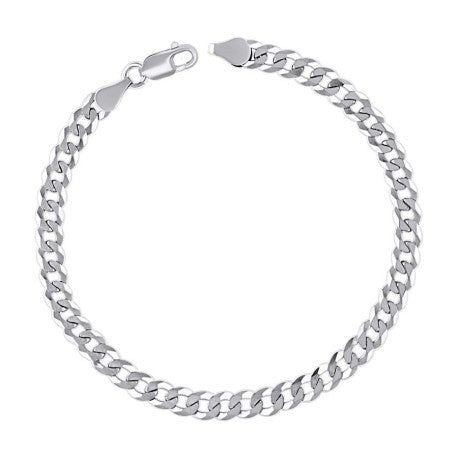 925 Sterling Silver Solid Super Flat Cuban Chain Rhodium 150 5.2mm