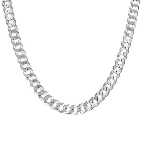 925 Sterling Silver Solid Super Flat Cuban Chain Rhodium 180 7.2mm