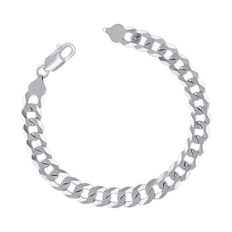 925 Sterling Silver Solid Super Flat Cuban Chain Rhodium 250 8.6mm