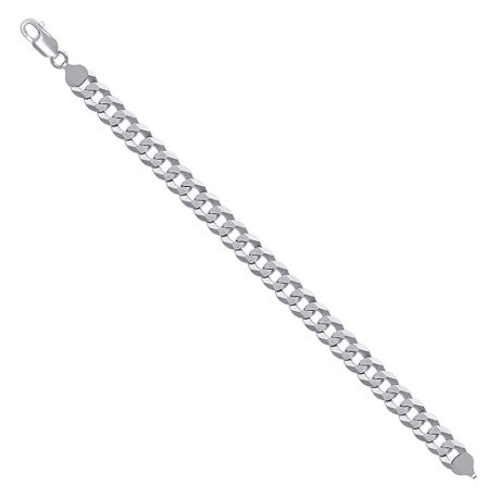 925 Sterling Silver Solid Super Flat Cuban Chain Rhodium 250 8.6mm