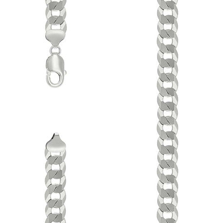925 Sterling Silver Solid Super Flat Cuban Chain Silver 300 10.8mm