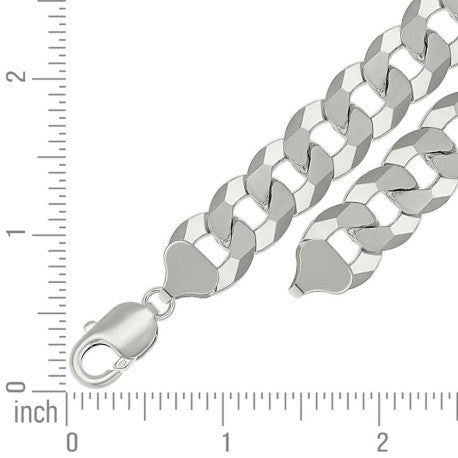 925 Sterling Silver Solid Super Flat Cuban Chain Silver 350 13.7mm