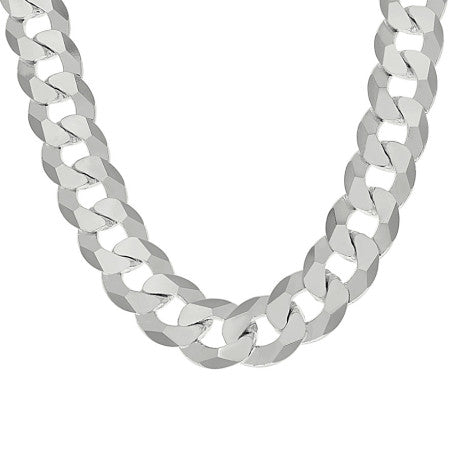 925 Sterling Silver Solid Super Flat Cuban Chain Silver 350 13.7mm