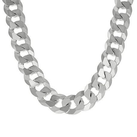 925 Sterling Silver Solid Super Flat Cuban Chain Silver 400 16mm