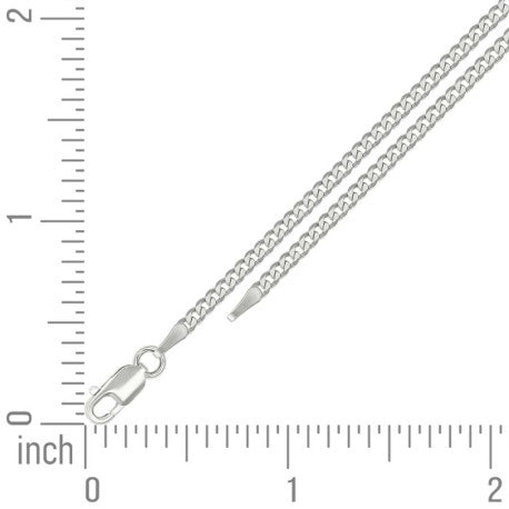 925 Sterling Silver Solid Super Flat Cuban Chain Silver 060 2.3mm