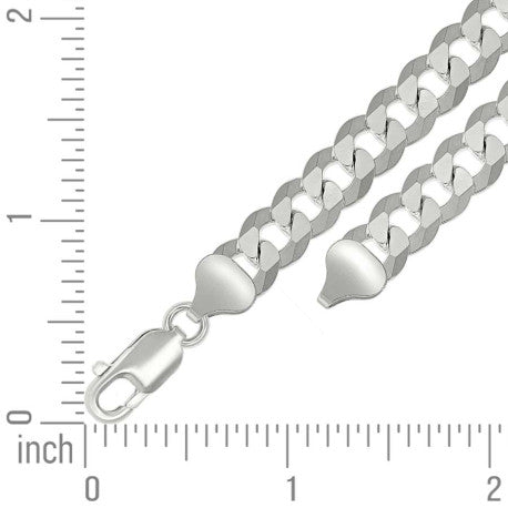 925 Sterling Silver Solid Super Flat Cuban Chain Silver 250 8.6mm