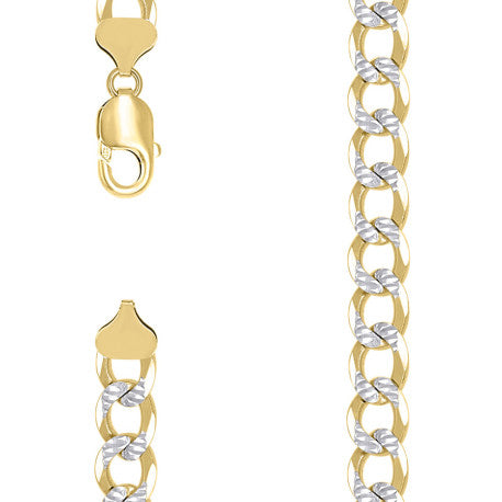 925 Sterling Silver Solid Super Flat Cuban Chain Two-tone 300 10.5mm