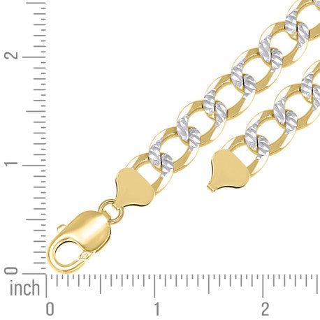925 Sterling Silver Solid Super Flat Cuban Chain Two-tone 300 10.5mm