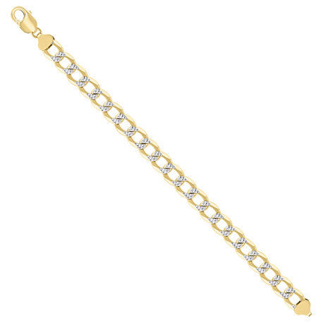 925 Sterling Silver Solid Super Flat Cuban Chain Two-tone 300 10.5mm