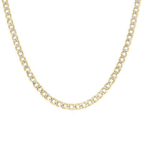 925 Sterling Silver Solid Super Flat Cuban Chain Two-tone 080 2.8mm