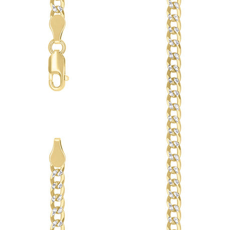 925 Sterling Silver Solid Super Flat Cuban Chain Two-tone 100 3.7mm