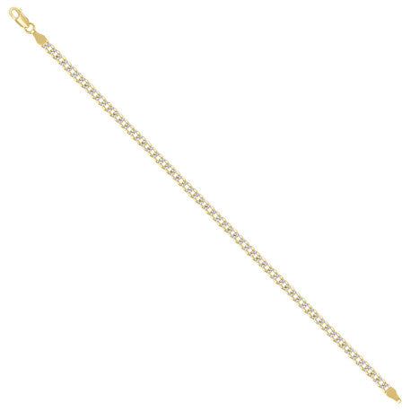 925 Sterling Silver Solid Super Flat Cuban Chain Two-tone 100 3.7mm