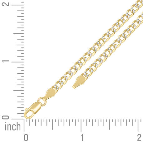 925 Sterling Silver Solid Super Flat Cuban Chain Two-tone 100 3.7mm