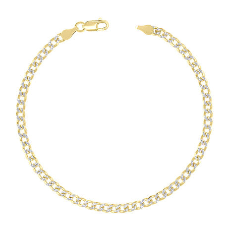 925 Sterling Silver Solid Super Flat Cuban Chain Two-tone 100 3.7mm