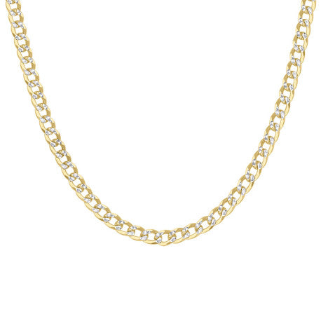 925 Sterling Silver Solid Super Flat Cuban Chain Two-tone 100 3.7mm