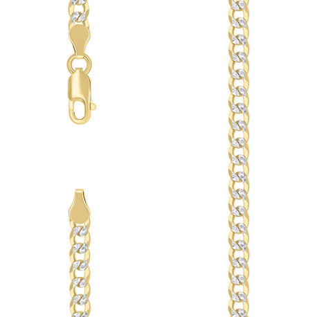 925 Sterling Silver Solid Super Flat Cuban Chain Two-tone 120 4.2mm