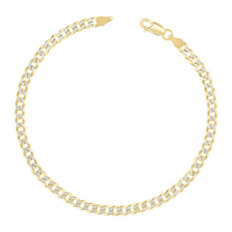 925 Sterling Silver Solid Super Flat Cuban Chain Two-tone 120 4.2mm