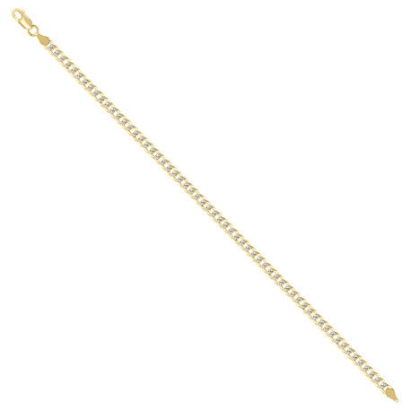 925 Sterling Silver Solid Super Flat Cuban Chain Two-tone 120 4.2mm