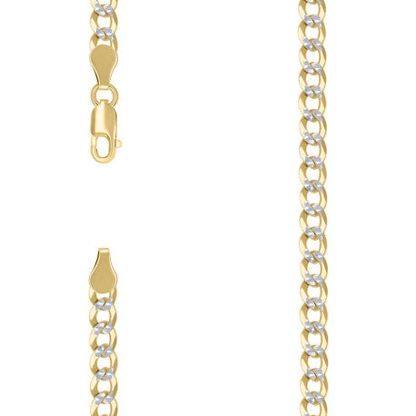 925 Sterling Silver Solid Super Flat Cuban Chain Two-tone 150 5.2mm