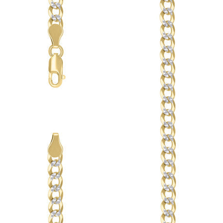 925 Sterling Silver Solid Super Flat Cuban Chain Two-tone 150 5.2mm