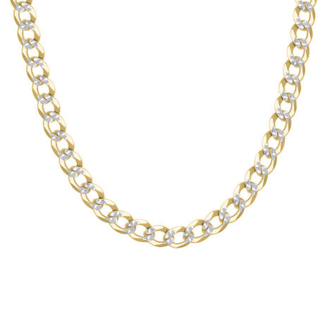 925 Sterling Silver Solid Super Flat Cuban Chain Two-tone 150 5.2mm