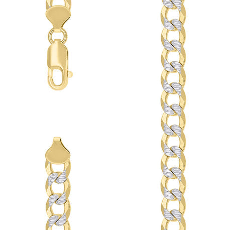 925 Sterling Silver Solid Super Flat Cuban Chain Two-tone 180 6.8mm