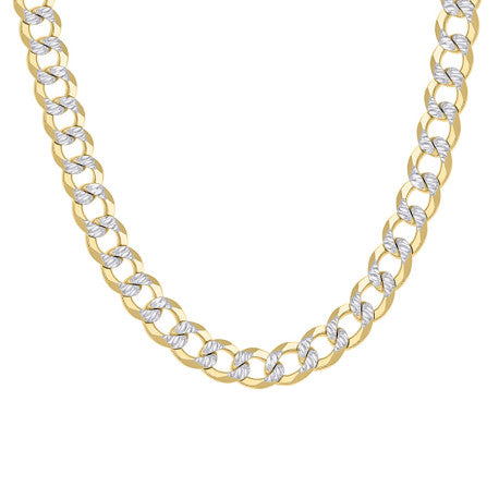 925 Sterling Silver Solid Super Flat Cuban Chain Two-tone 180 6.8mm