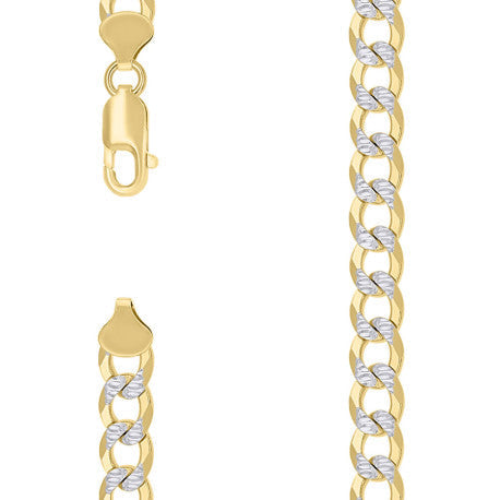 925 Sterling Silver Solid Super Flat Cuban Chain Two-tone 180 6.8mm
